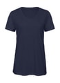 Dames V-hals T-shirt Triblend B&C TW058 Heather Navy